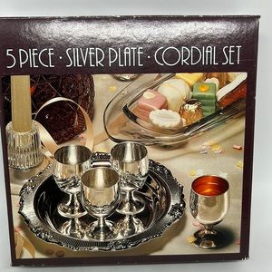 Vintage Silver plated cordial Set Of 4 & Tray